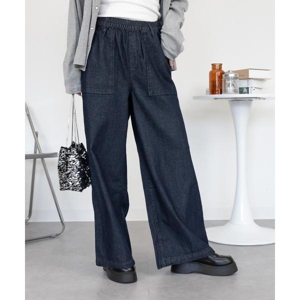 ジーンズ デニム デニムパンツ ハイウエスト イージーワイドデニム レディース