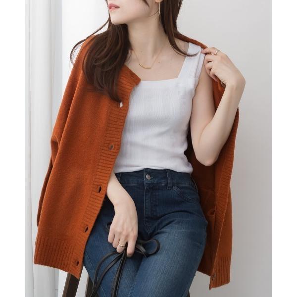 タンクトップ ノースリーブ ランダムリブブラ紐隠しタンクトップ レディース