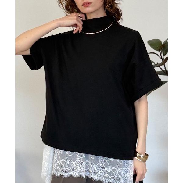 tシャツ 半袖 「コットン100％」ハイネック半袖カットソー レディース