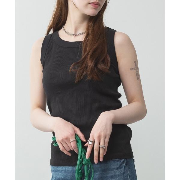 タンクトップ ノースリーブ ランダムリブタンクトップ レディース