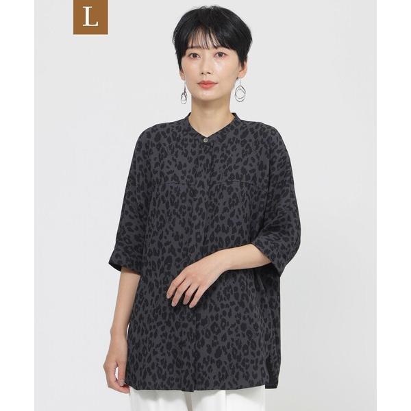 ブラウス シャツ 「L」「吸水速乾」「ウォッシャブル」パンサープリントバックサテンジョーゼットブラウ...