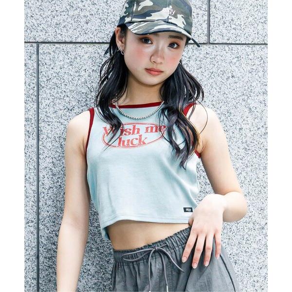 タンクトップ 肌着 カップ付きパイピングロゴタンク キッズ 子供服 女の子