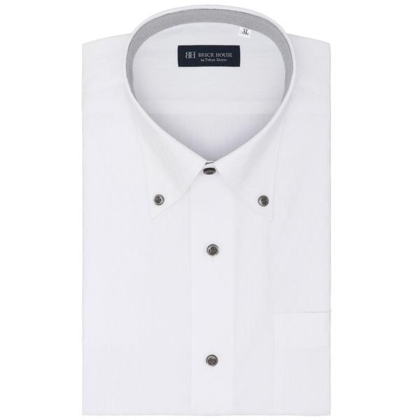 フォーマル シャツ 形態安定ノンアイロン ボタンダウン 半袖ビジネスワイシャツ（大きいサイズ） メン...