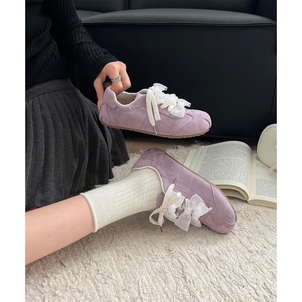スニーカー レースリボン付きスニーカー レディース