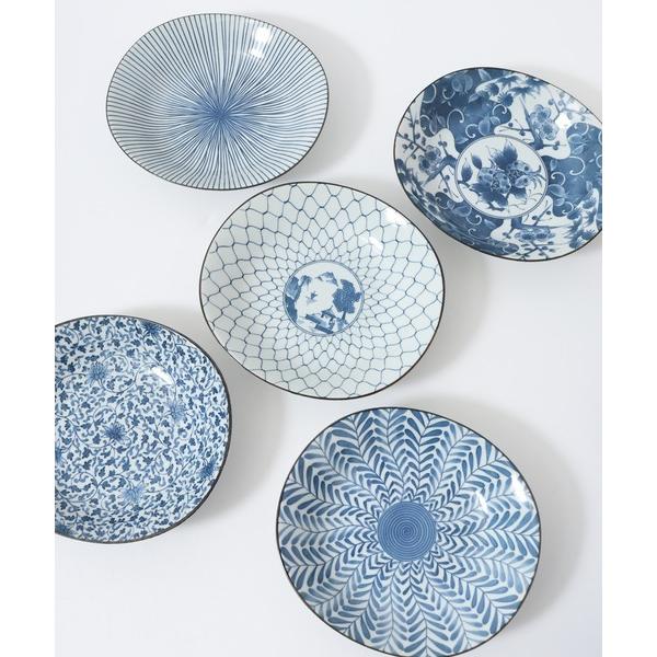 食器 藍絵変り 楕円反鉢揃美濃焼