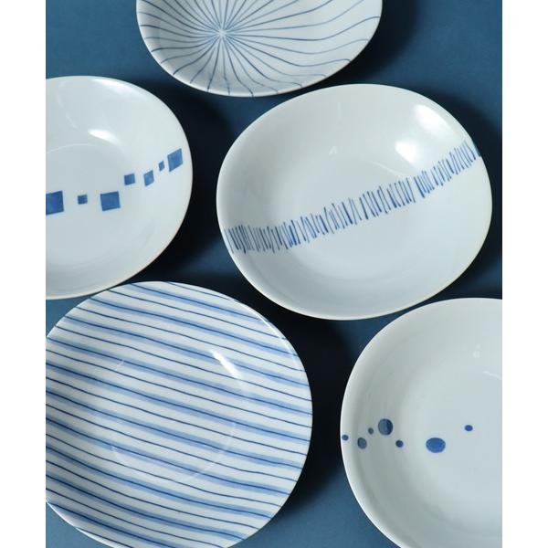 食器 染付幾何紋 楕円皿揃(M)美濃焼