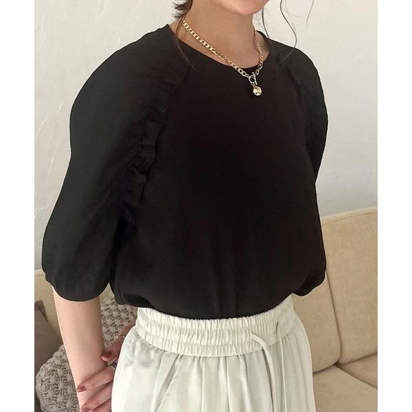 ブラウス シャツ ボリュームスリーブフリルブラウス レディース