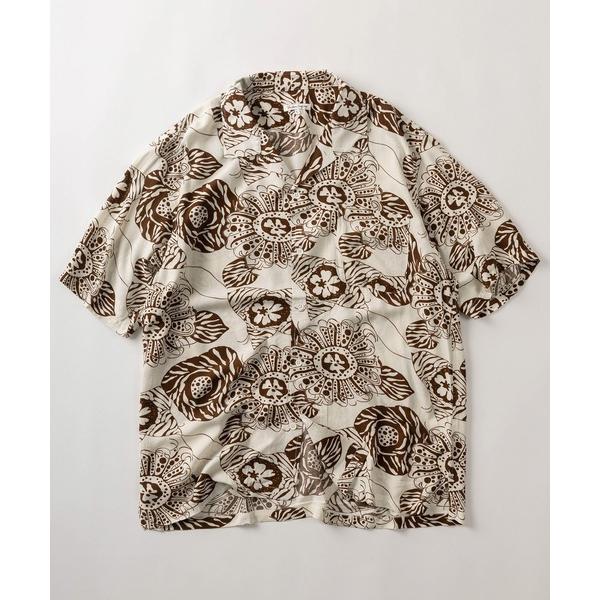 シャツ 「78」とろみドレープ 総柄プリント オープンカラー 半袖シャツ/オーバーサイズ/ユニセック...