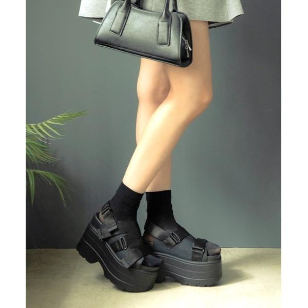 サンダル 「R＆E」ループベルクロストラップ厚底サンダル レディース