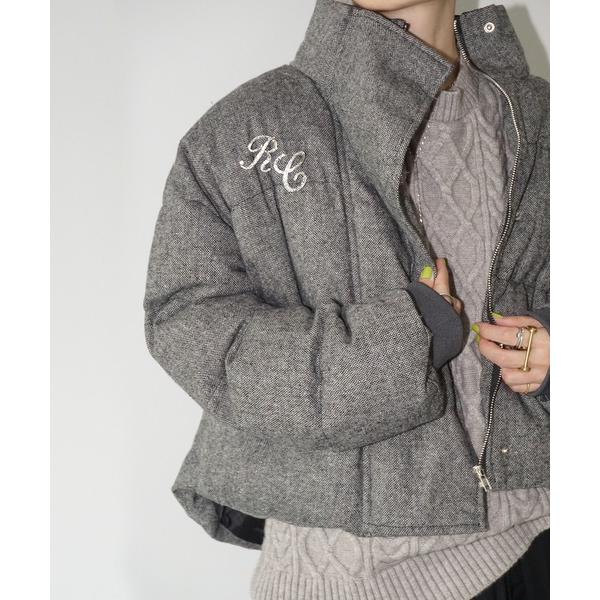 ダウンコート ダウンジャケット ツイードライク パテッドショートジャケット chw25a016 レデ...