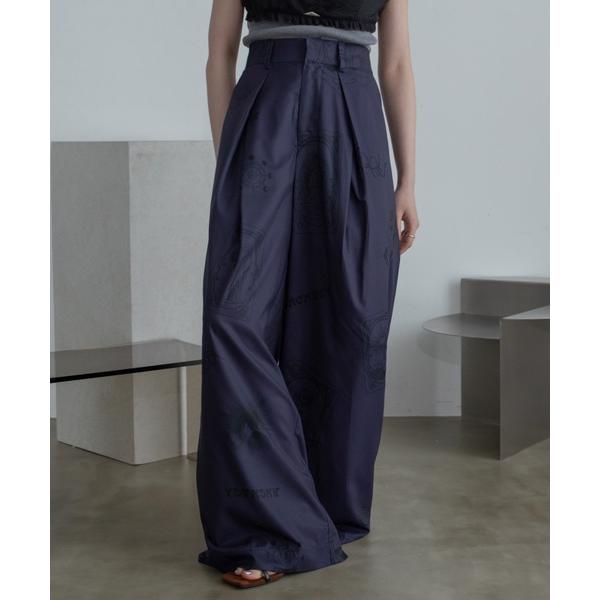 スラックス パンツ オリジナルタロット風アート柄タックイージーワイドパンツ/SETUP レディース