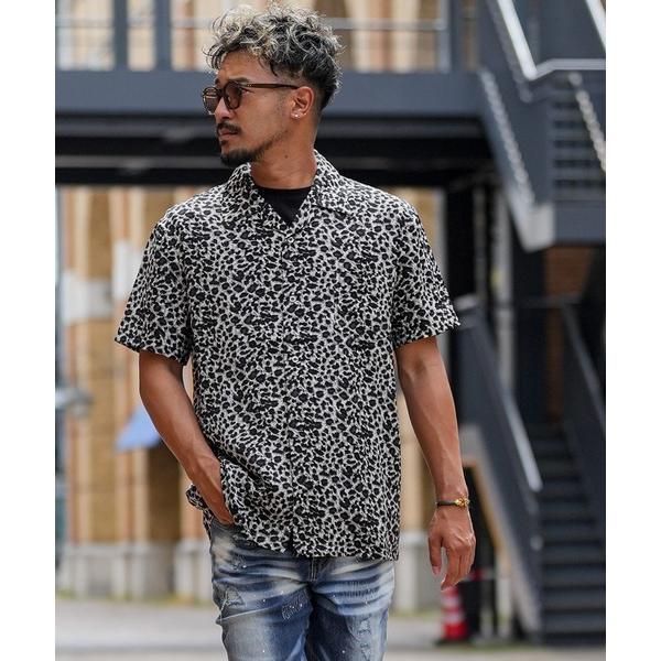 シャツ W/R25レオパードショートシャツ メンズ