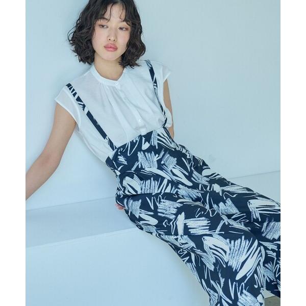 パンツ 「1枚で着映える」ペイントプリントサスペンダーパンツ レディース