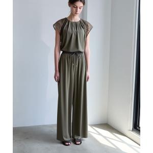 パンツ トリアセテートジャージー イージーギャザーワイドパンツ レディース