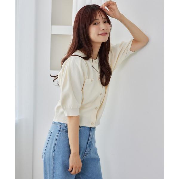 カーディガン メタルボタンパフスリーブカーディガン 572879 レディース