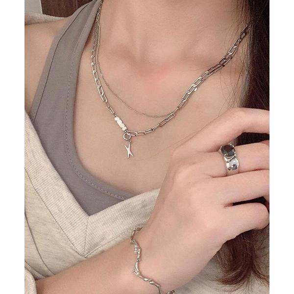 ネックレス 二連チェーンシルバーネックレス(LEY) メンズ レディース