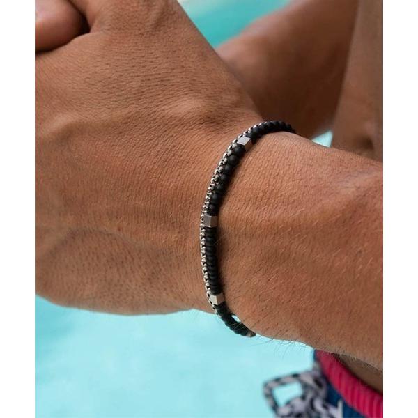 ブレスレット 二連ビーズ＆チェーンブレスレット(LEY) メンズ レディース