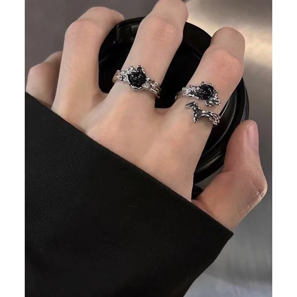 指輪 リング ブラックトーンデザインリングセット/2点セット(RO) レディース メンズ