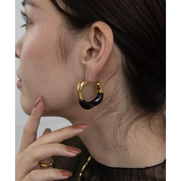 ピアス 金属アレルギー対応 カラーブロックカーブピアス レディース