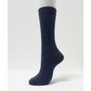 靴下 NAVY ドット柄 クルー丈ソックス メンズ