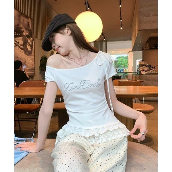 tシャツ オフショルフリルTシャツ レディース