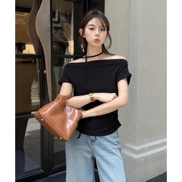 tシャツ 2WAYオフショルトップス(タイ付き) レディース