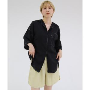 ブラウス シャツ 半袖 Stitch Open Collar Shirt レディース メンズ