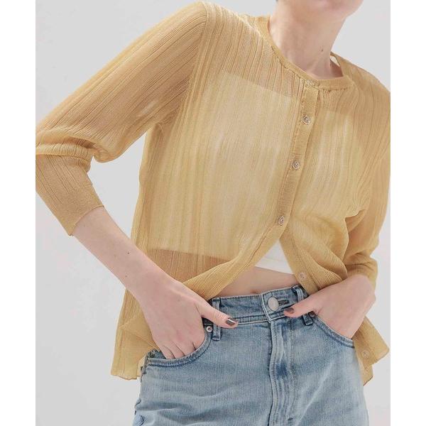カーディガン shiny sheer random rib cardigan(shiny sheer...