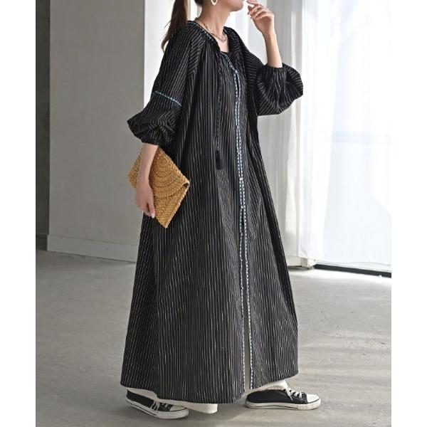 ワンピース 綿100% 刺繍シャツワンピース