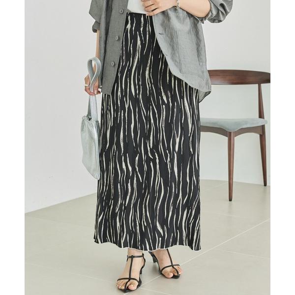 スカート ゼブラ柄リブナロースカート