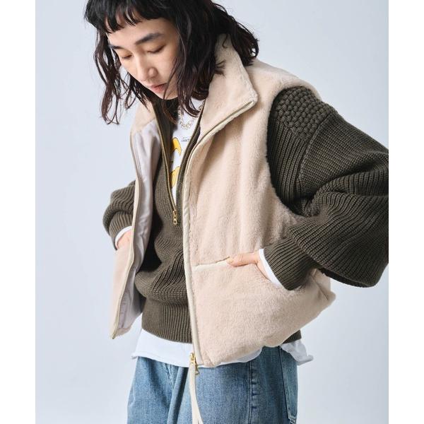 ベスト ジレ 「KHA:KI / カーキ」STAND COLLAR FUR VEST レディース