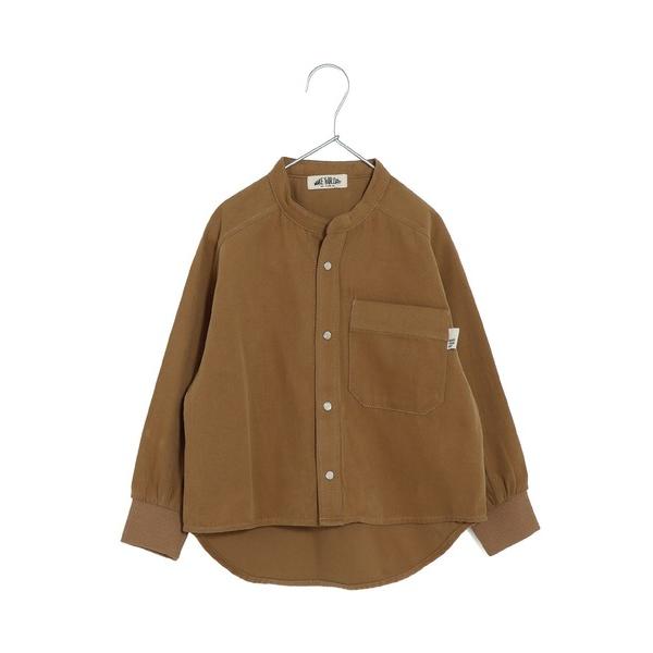 ブラウス シャツ 無地バンドカラー長袖シャツ80〜140cm キッズ 子供服 男の子 女の子