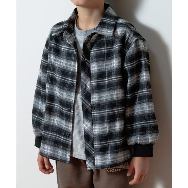 ブラウス シャツ 無地とチェックのスタンダード長袖シャツ80〜140cm キッズ 子供服 男の子 女...