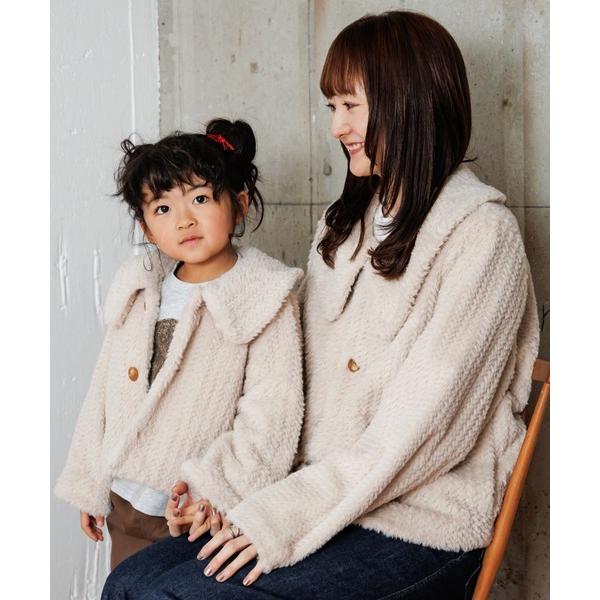 コート アウター ママとおそろいビッグカラーファージャケットママサイズ レディース