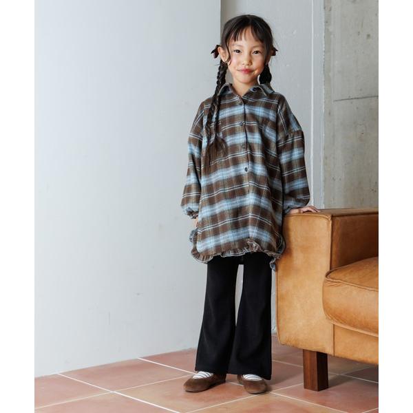 ワンピース 裾フリルシャツワンピース80〜140cm キッズ 子供服 女の子