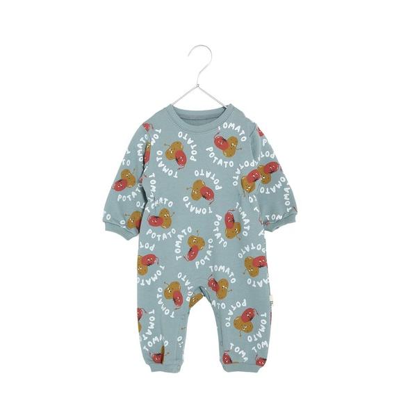 ベビー服 ロンパース トマポテト総柄長袖カバーオール