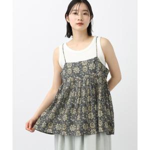 キャミソール 「natural by clip」コットンレーヨンギャザーキャミブラウス