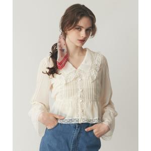 ブラウス シャツ レースピンタックシフォンブラウス レディース