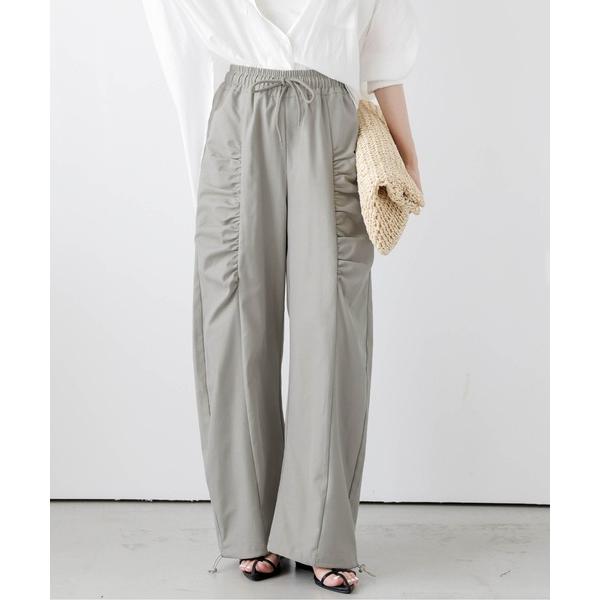 パンツ ギャザーデザインカーブパンツ レディース