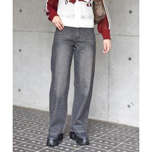 ジーンズ デニム デニムパンツ ラインストーンデニムパンツ レディース