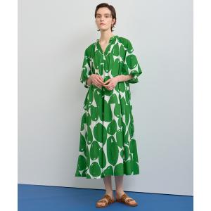 ハウスオブロータス ロングワンピース ヤク100% 緑 モスグリーン 長袖