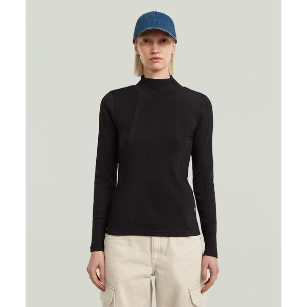 tシャツ A-Line Slim Rib Mock T-Shirt/フロントシームデザインスリムリブ...