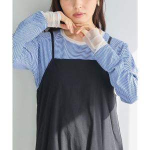 tシャツ 袖チュール切替プルオーバー レディース