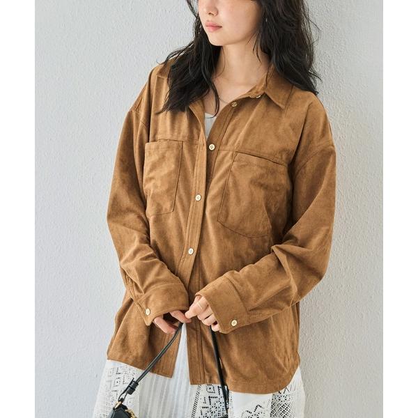 ブラウス シャツ スエードタッチシャツ レディース
