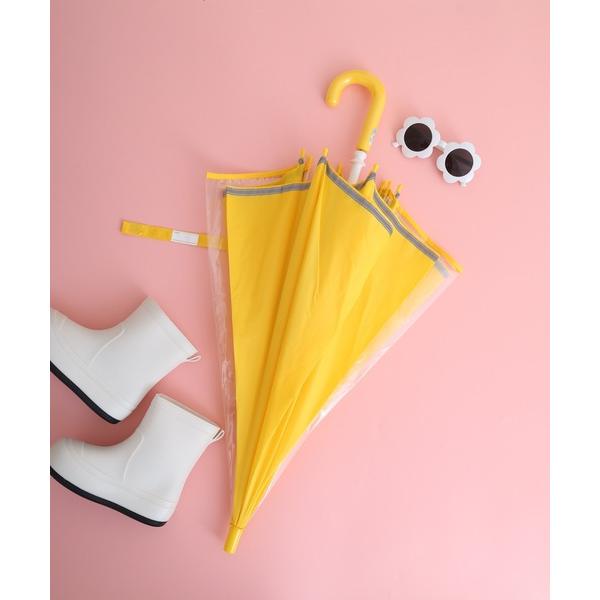 傘 学童無地耐風２駒透明反射テープ付手開傘 キッズ 子供 男の子 女の子