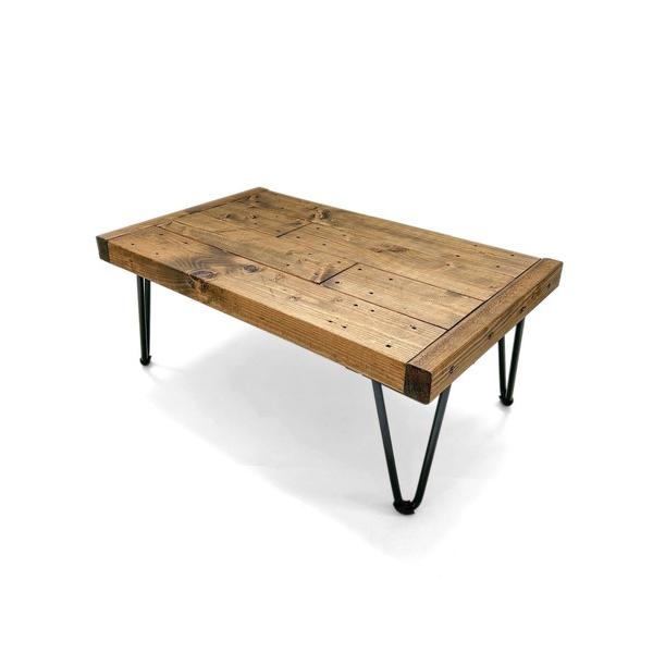 インテリア 国産杉 アイアンレッグのアンティーク風ローテーブル02 「未来工房 MIKU-KOBO」