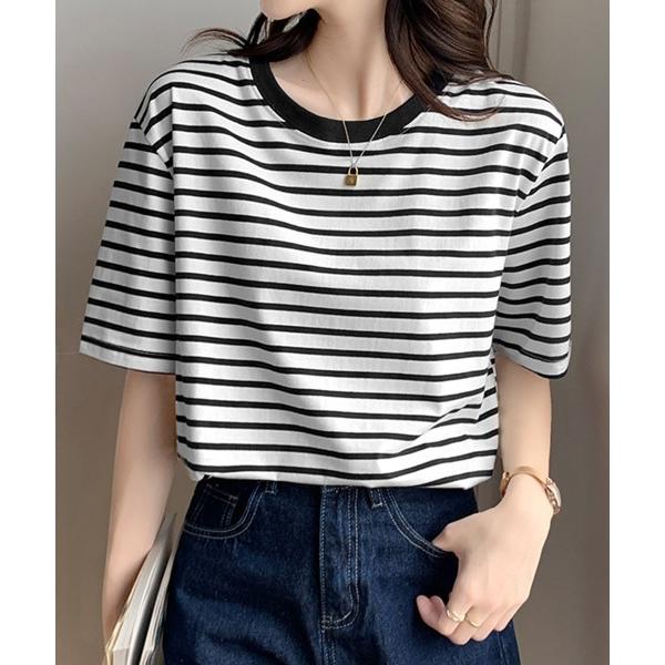 tシャツ ボーダーtシャツ半袖 レディース 韓国風 レディース