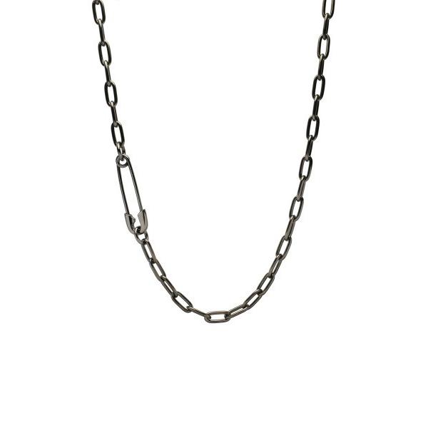 ネックレス 安全ピン 長アズキ チェーン ダイヤモンド ネックレス M ブラック メンズ レディース