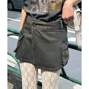 スカート ヴィンテージカーゴデニムラップスカートの商品画像
