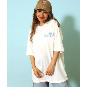 tシャツ サーフ プレート メッセージ カラー ロゴ 刺繍 Tシャツ レディース